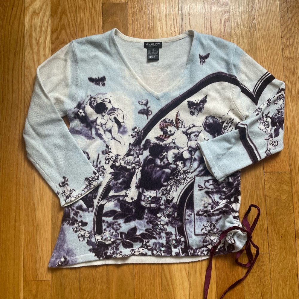 Y2K beaded cherub & butterfly sweater